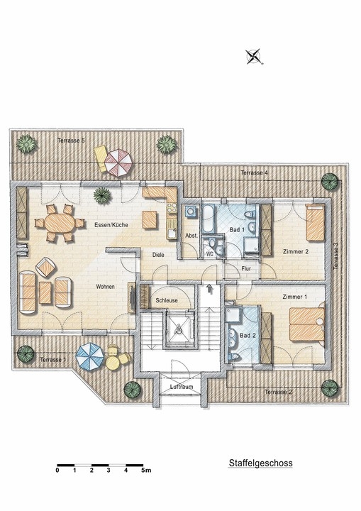 Neubau! Penthouseetage mit umlaufender Dachterrasse!