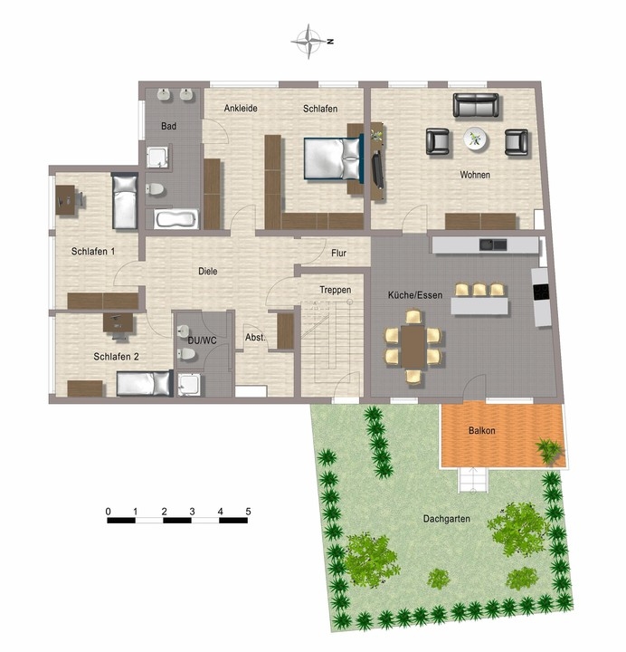 Einzigartig! Kernsanierte 4 Zimmer Wohnung mit Dachgarten in fußläufiger Innenstadtlage!
