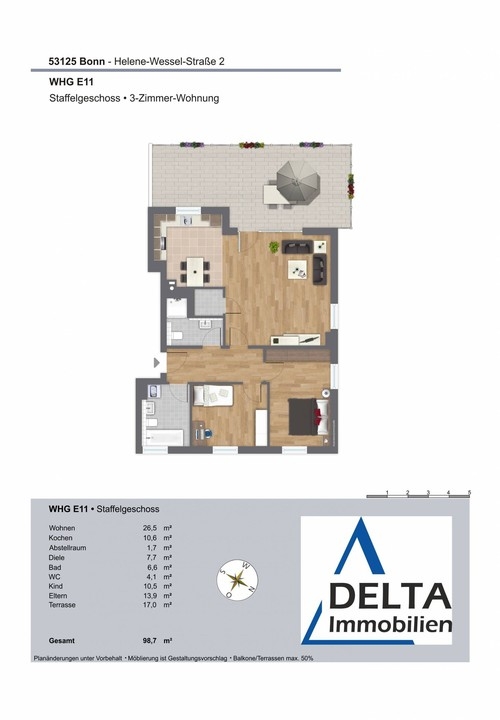 Neuwertige 3 Zimmer Penthouse Wohnung mit traumhaftem Ausblick über Bonn!