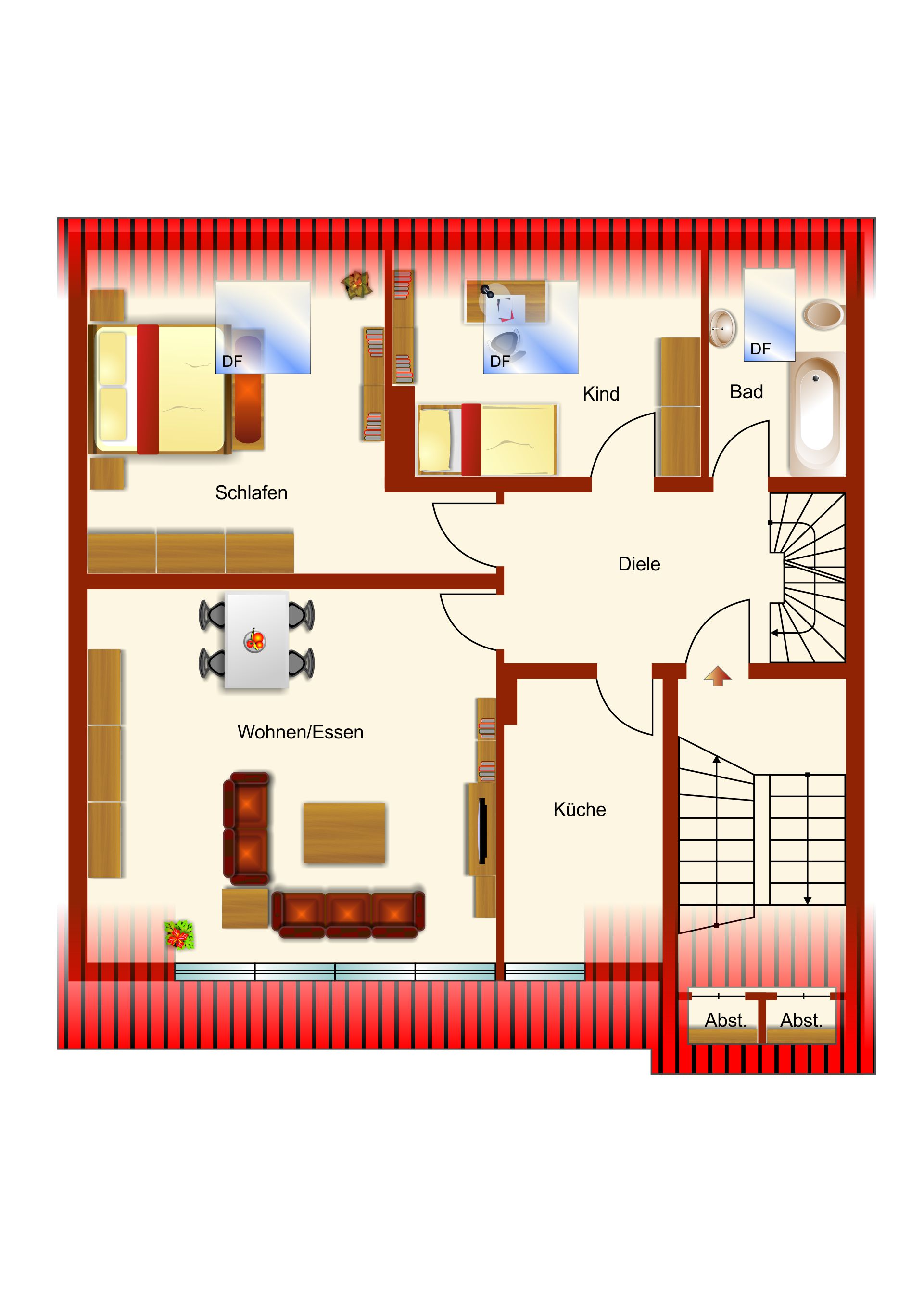 Gemütliche 3-4 Zimmer Dachgeschoss-Maisonettewohnung mit ausgebautem Spitzboden