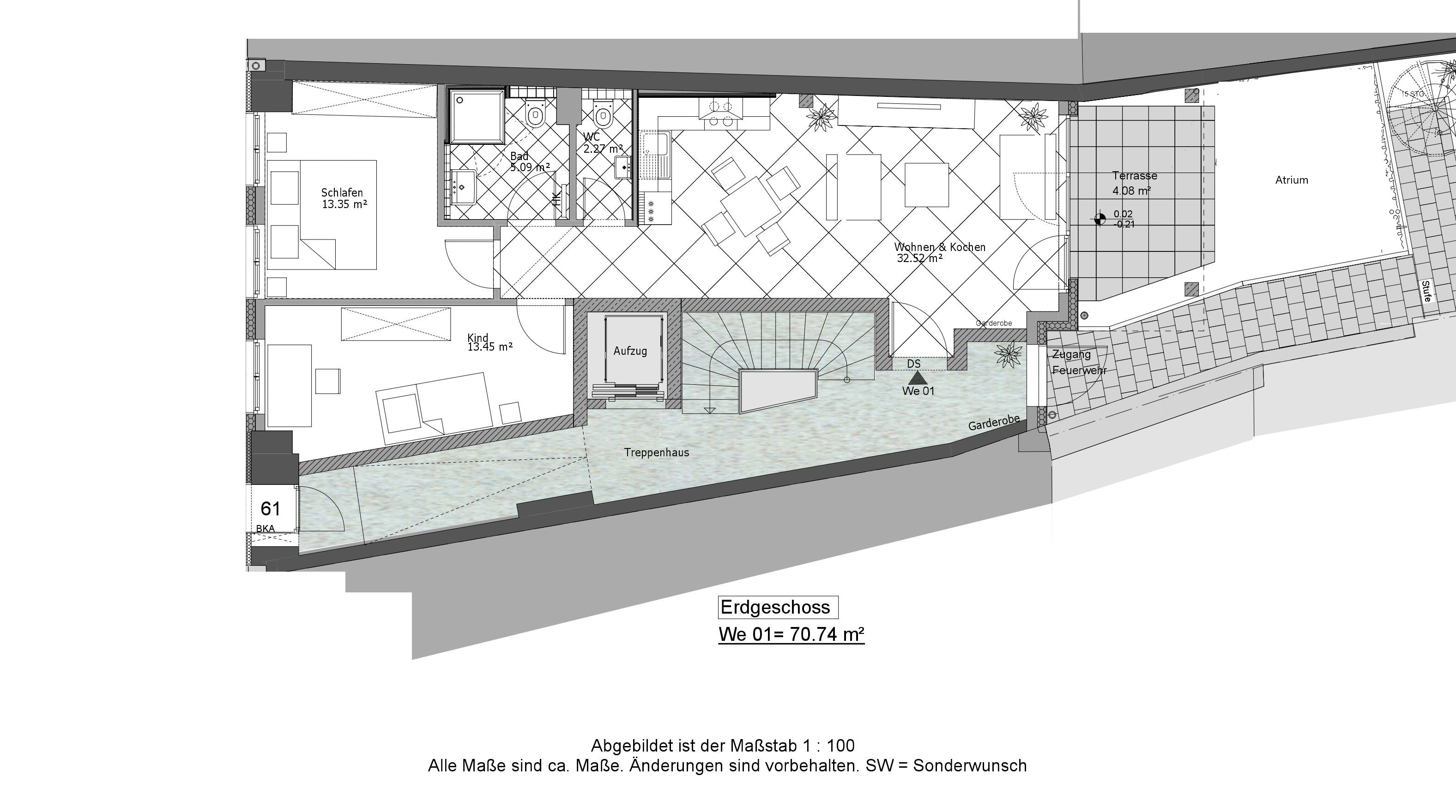 Attraktive Neubau-Eigentumswohnung mit Terrasse und Atrium inmitten der City