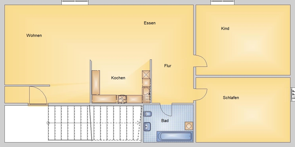 gepflegte und helle Dreiraumwohnung mit Tiefgaragenstellplatz im Zentrum