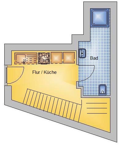 1-Raumwohnung mit Einbauküche unweit der Schlossinsel