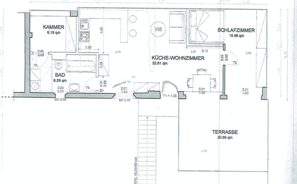 AB SOFORT | Offene 2 Raumwohnung mit Einbauküche und großer Dachterrasse in zentraler Bernauer Lage